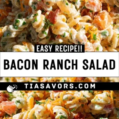 Bacon Ranch Pasta Salad with crispy bacon and creamy ranch dressing