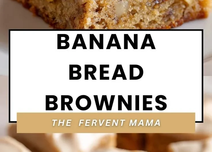Delicious banana bread brownies cut into squares on a plate