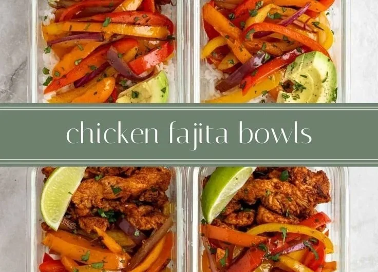 Chicken Fajita Meal Prep Bowls with grilled chicken and colorful vegetables