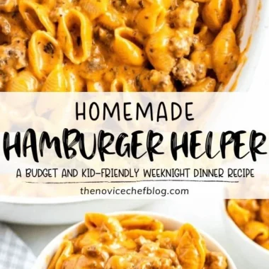 Creamy cheesy pasta dish with ground beef served in a bowl