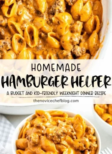 Creamy cheesy pasta dish with ground beef served in a bowl