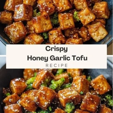 Crispy honey garlic tofu served with vegetables on a plate
