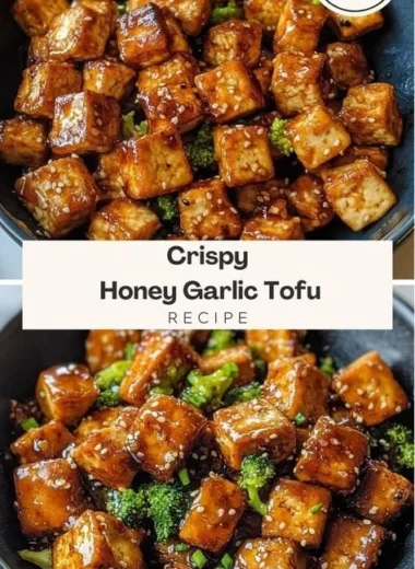 Crispy honey garlic tofu served with vegetables on a plate