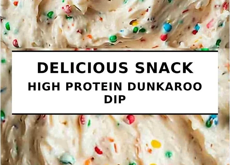 High Protein Dunkaroo Dip in a colorful bowl with dipping snacks