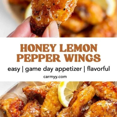 Plate of Honey Lemon Pepper Wings garnished with herbs