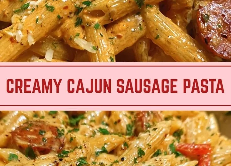 One-Pot Creamy Spicy Cajun Sausage Pasta dish served in a bowl.
