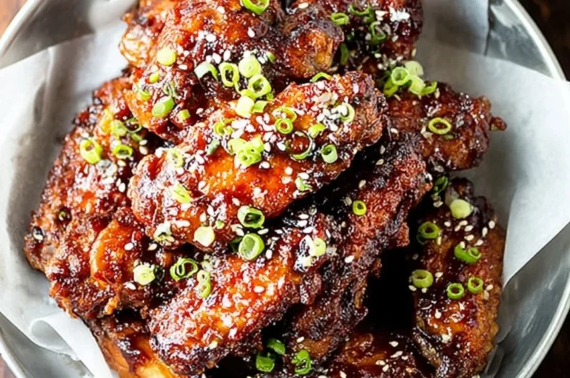 Delicious Air Fryer Korean chicken wings garnished with sesame seeds