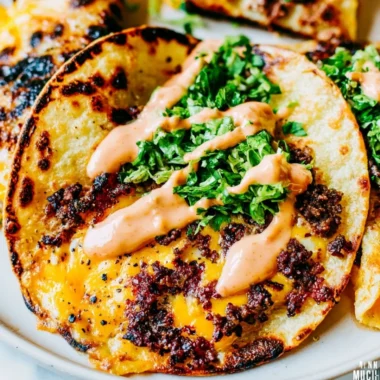 Delicious best smash tacos served with vibrant toppings