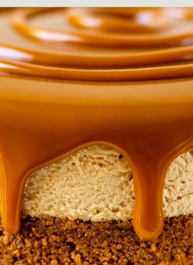 Delicious slice of Biscoff Cheesecake topped with cookie crumbs
