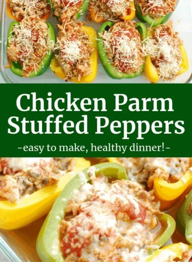 Delicious Chicken Parm stuffed peppers served on a plate