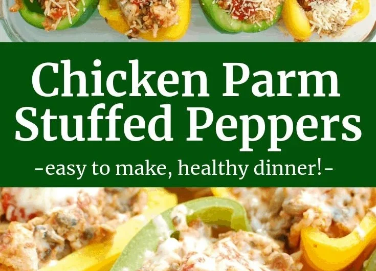 Delicious Chicken Parm stuffed peppers served on a plate