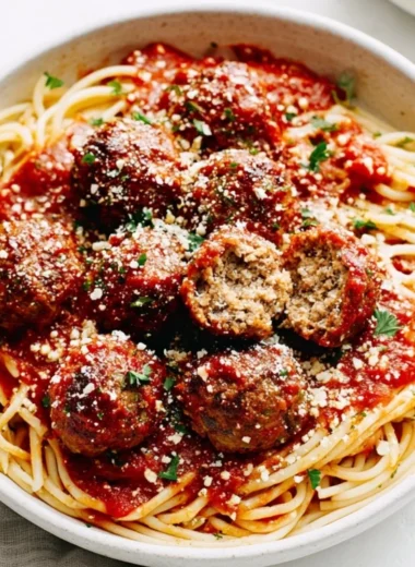 Plate of classic Italian-American meatballs served with marinara sauce