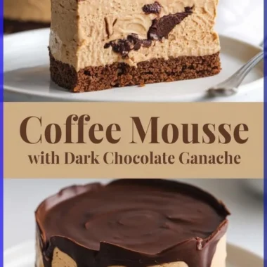 Delicious coffee mousse topped with dark chocolate ganache served in a glass