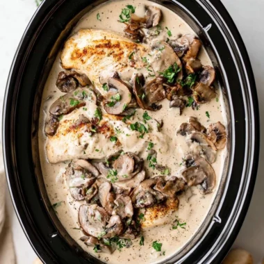 Cozy easy mushroom chicken dish prepared with sautéed mushrooms and chicken.