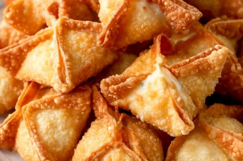 Crispy Crab Rangoon with creamy filling served in a plate
