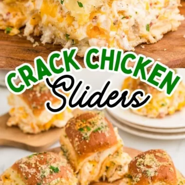 Crack Chicken Sliders with creamy sauce and toppings on a platter