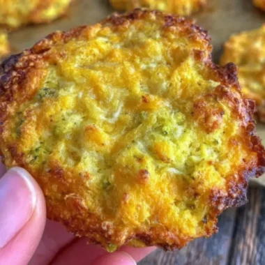 Crispy broccoli cheddar rounds served as a low carb snack