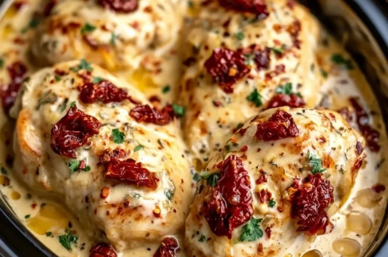 Delicious Dump and Go Crockpot Marry Me Chicken dish served in a bowl