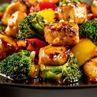 Delicious Blackstone griddle chicken stir fry with vibrant vegetables