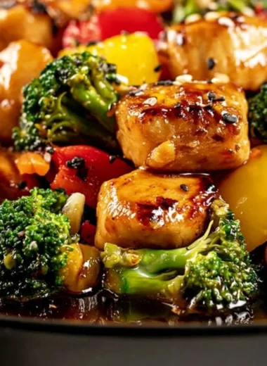 Delicious Blackstone griddle chicken stir fry with vibrant vegetables