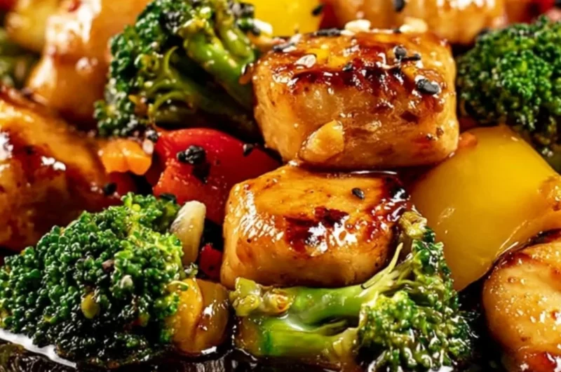 Delicious Blackstone griddle chicken stir fry with vibrant vegetables