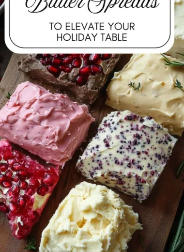 Variety of homemade butter spreads on a wooden table