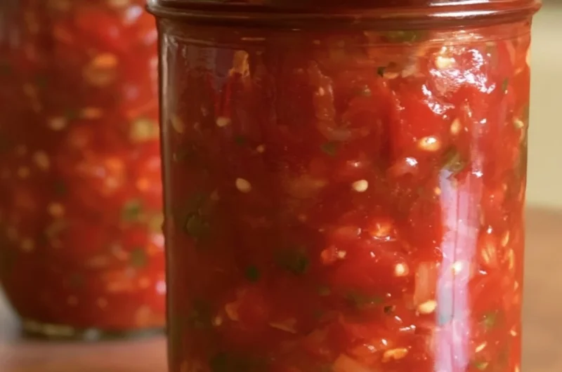 Bowl of fresh homemade salsa made with tomatoes, onions, and cilantro