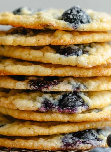 Vegan lemon blueberry cookies on a rustic wooden table