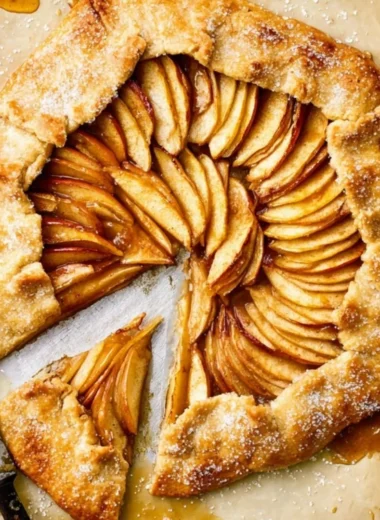 Rustic French apple tart with flaky crust and fresh apple slices