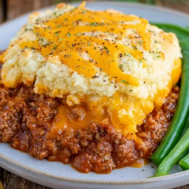Delicious Sloppy Joe Casserole with Cheddar Bay Biscuits