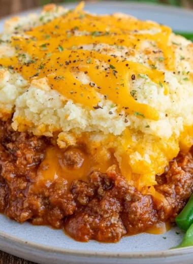 Delicious Sloppy Joe Casserole with Cheddar Bay Biscuits