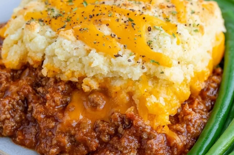 Delicious Sloppy Joe Casserole with Cheddar Bay Biscuits