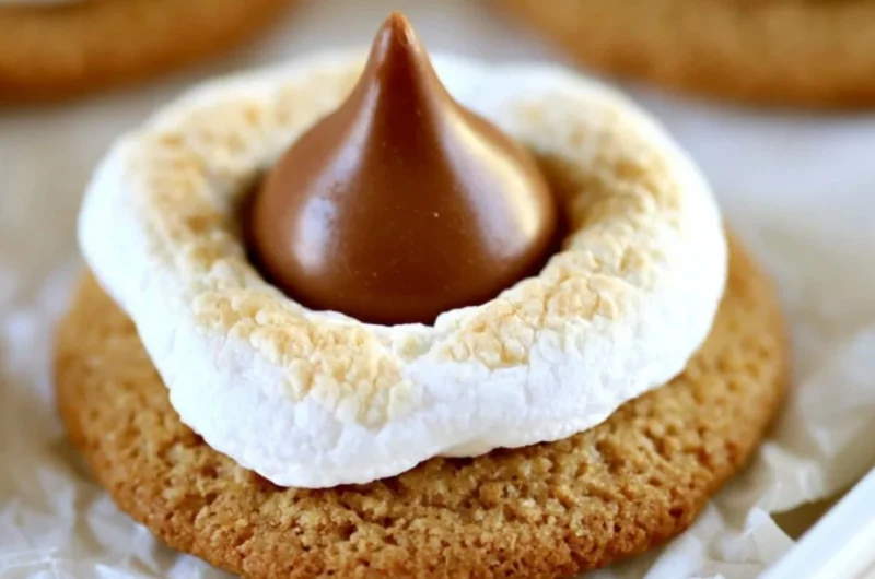 Delicious S'mores Blossom Cookies with chocolate and marshmallows