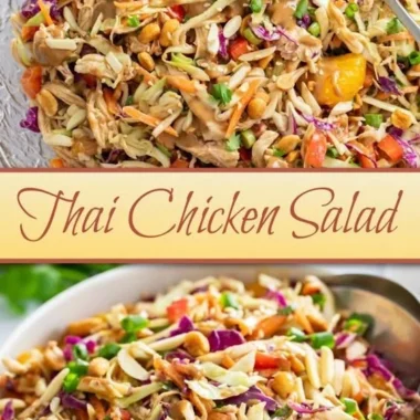 Delicious Thai Chicken Salad with fresh vegetables and dressing