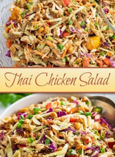 Delicious Thai Chicken Salad with fresh vegetables and dressing