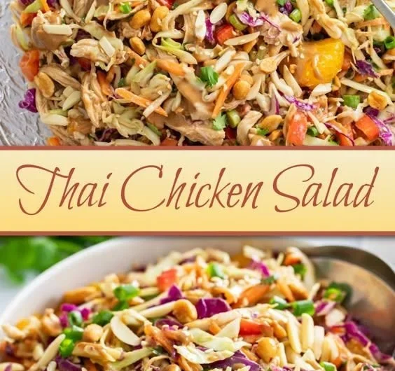 Delicious Thai Chicken Salad with fresh vegetables and dressing