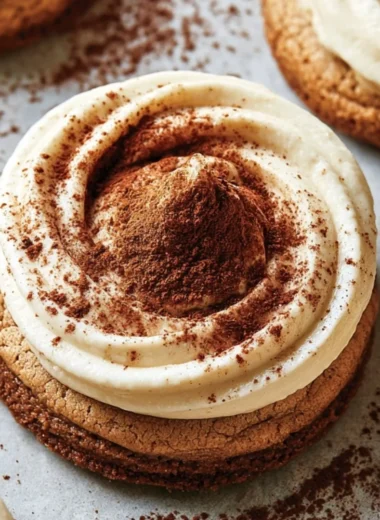 Homemade tiramisu cookies with coffee and chocolate flavors on a plate