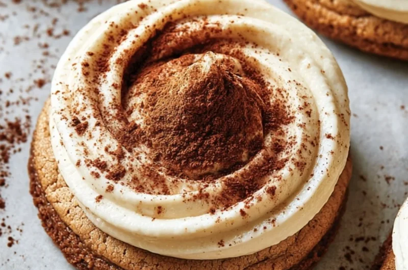 Homemade tiramisu cookies with coffee and chocolate flavors on a plate