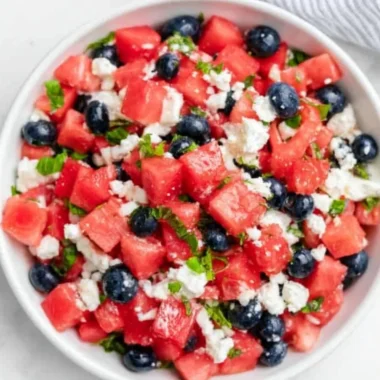 Fresh Watermelon Feta Salad with mint and olive oil