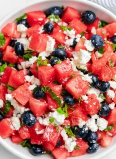 Fresh Watermelon Feta Salad with mint and olive oil