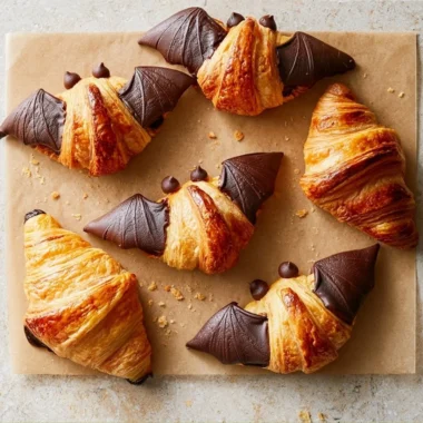 Bat Wing Chocolate Croissants with flaky pastry and rich chocolate filling