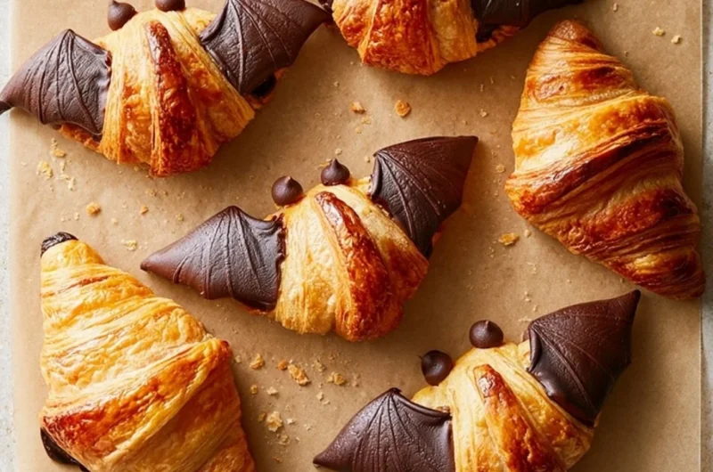 Bat Wing Chocolate Croissants with flaky pastry and rich chocolate filling