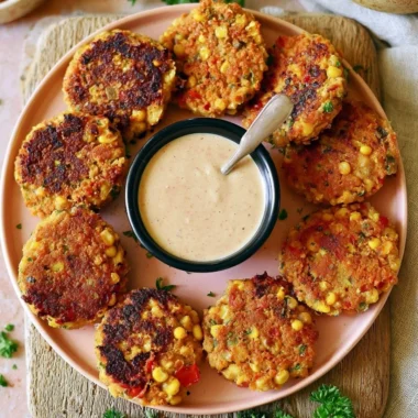 Chickpea fritters with mixed vegetables served on a plate