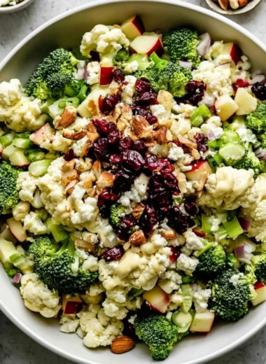 Classic Broccoli Salad with crunchy vegetables and creamy dressing