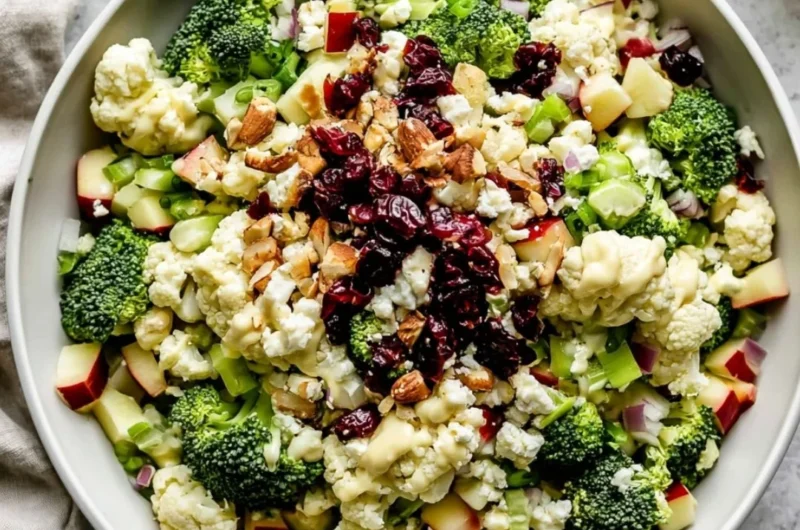 Classic Broccoli Salad with crunchy vegetables and creamy dressing