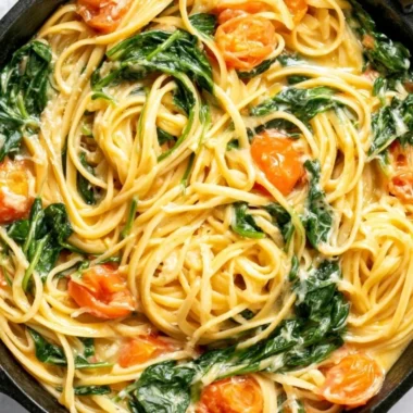 Delicious cozy garlic butter pasta served in a bowl with herbs