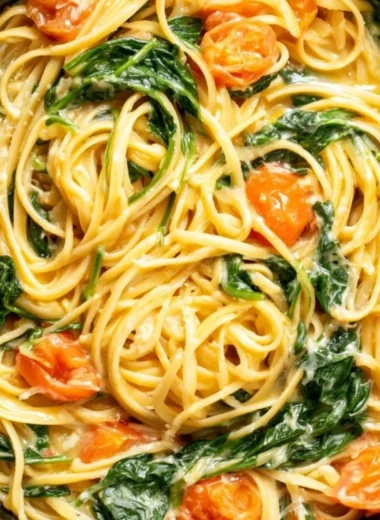 Delicious cozy garlic butter pasta served in a bowl with herbs