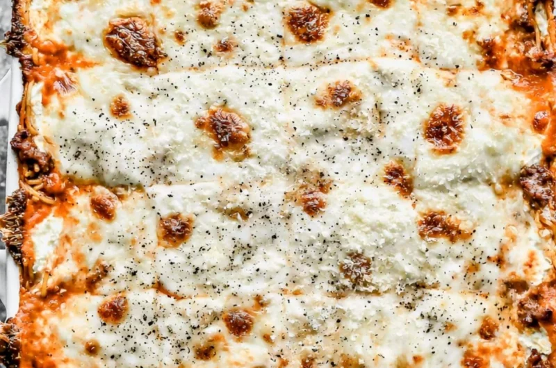 Delicious million dollar spaghetti served in a cozy family setting
