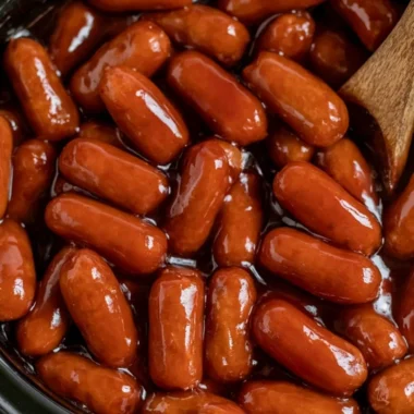 Crockpot BBQ Little Smokies served in a bowl for a delicious party appetizer