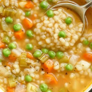 Delicious Veggie Barley Soup filled with fresh vegetables and barley grains